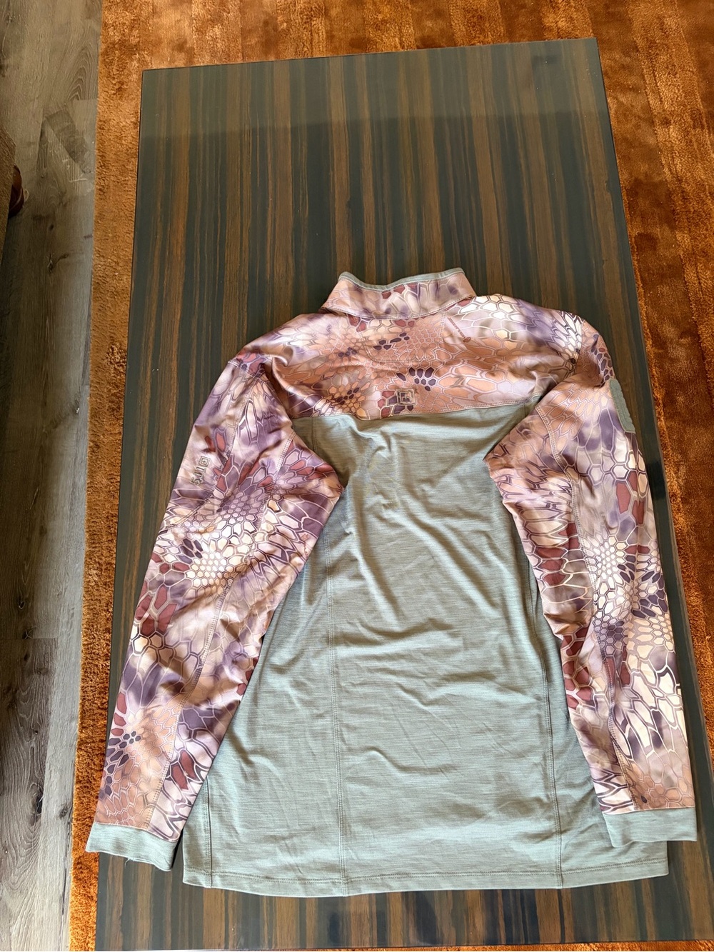 5.11 Tactical Men's Zip Polo in Olive Green with Camo Accents - Picture 8 of 10